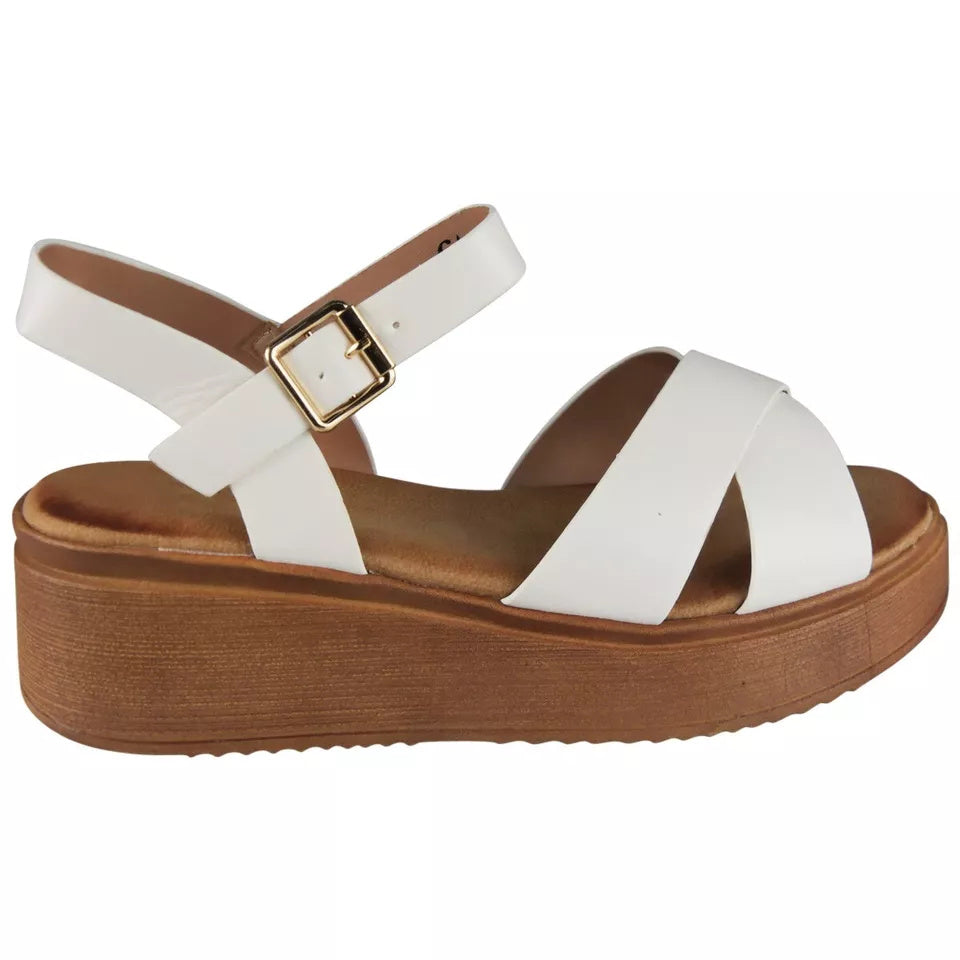 SKYLA White Wedges Cushioned Open Toes Sandals