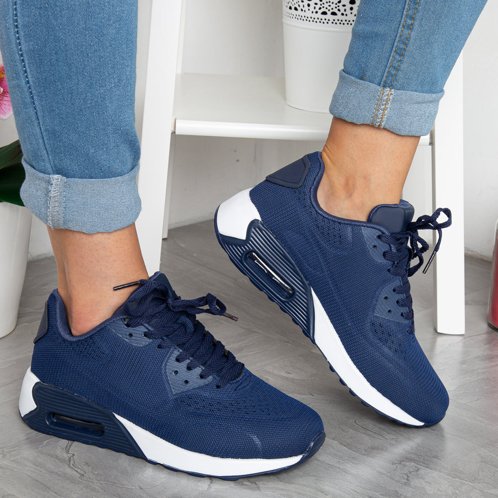 AILEEN Navy Lace Up Trainers