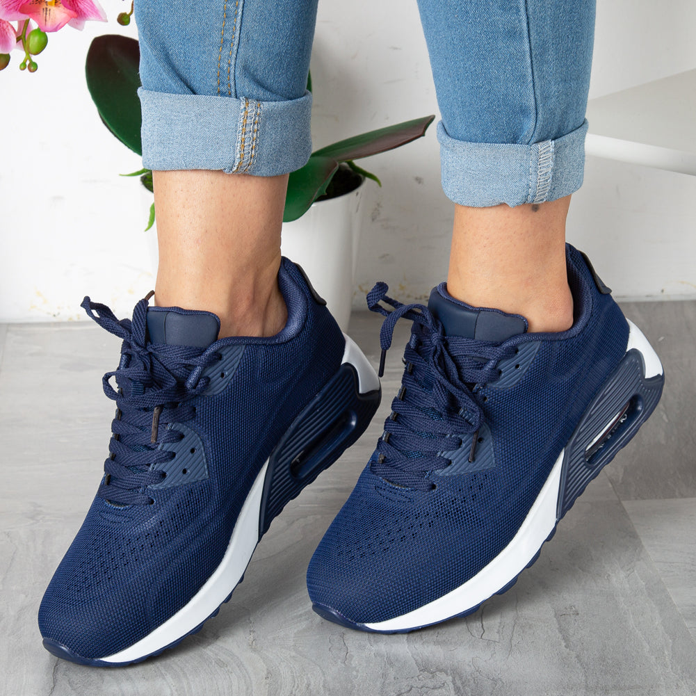 AILEEN Navy Lace Up Trainers