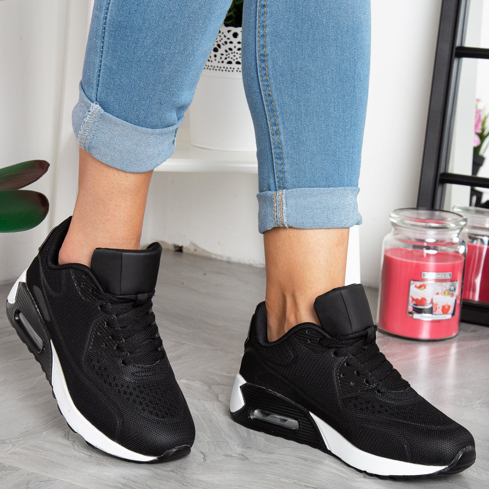 AILEEN Black/White Lace Up Trainers