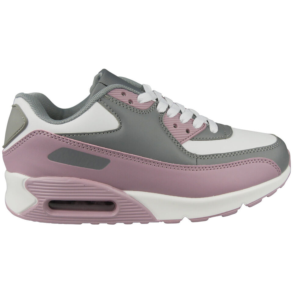 MILANA Purple Grey Lace Up Comfy Gym Trainers