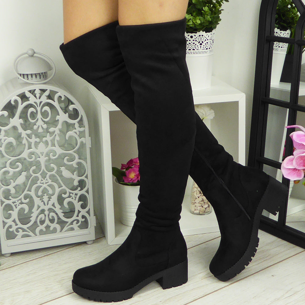 SAMIKA Black Over The Knee Boots