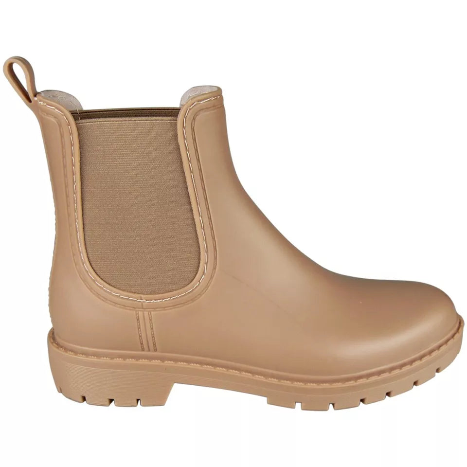 THEODORA BEIGE Ankle Rain Waterproof Pull On Boots
