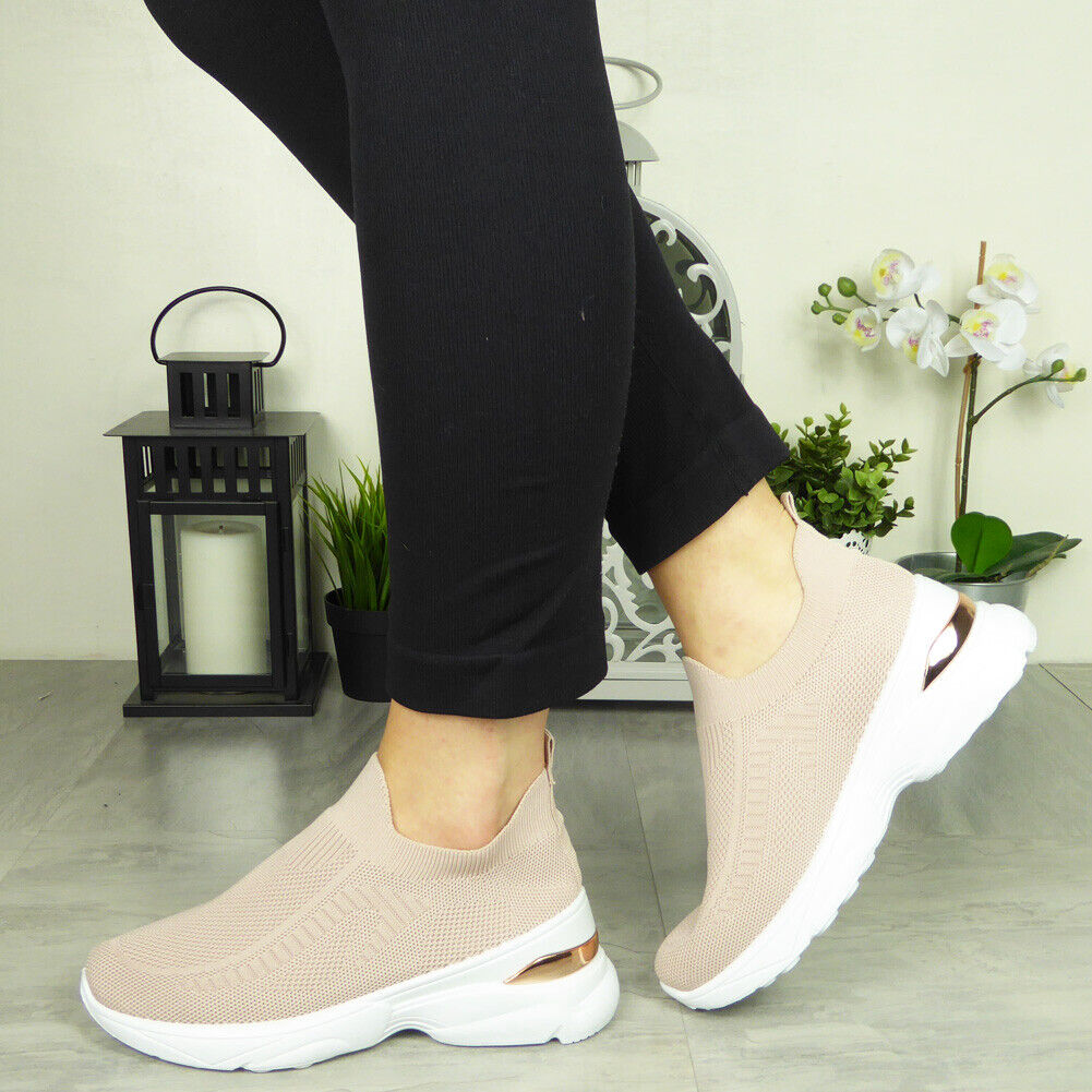 BROOKE Pink Jogging Plimsole Slip On Shoes
