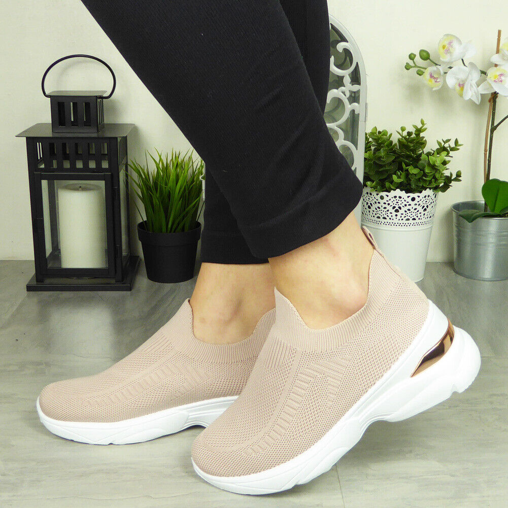 BROOKE Pink Jogging Plimsole Slip On Shoes