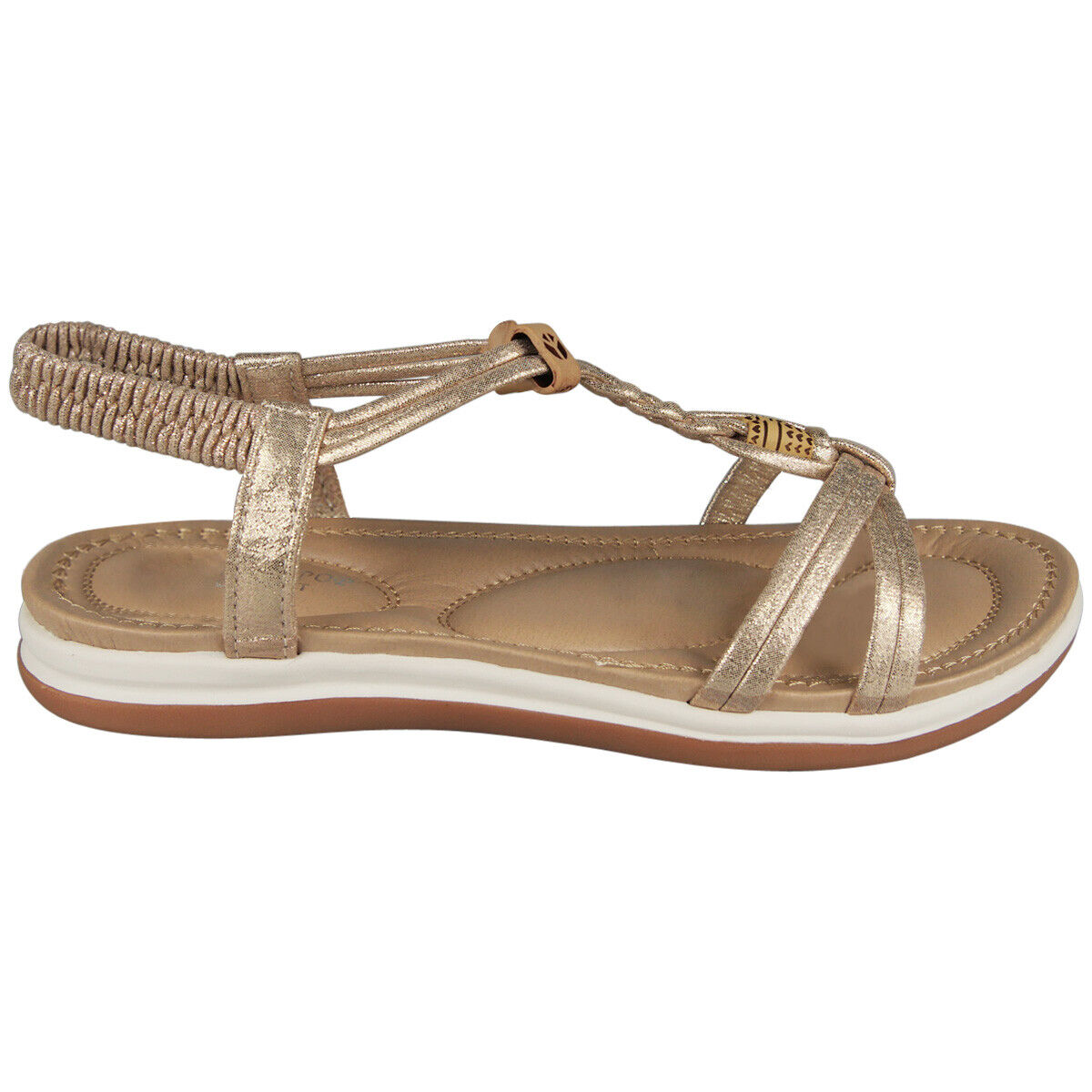 ZOLIE Gold Strappy Elastic Summer Sandals