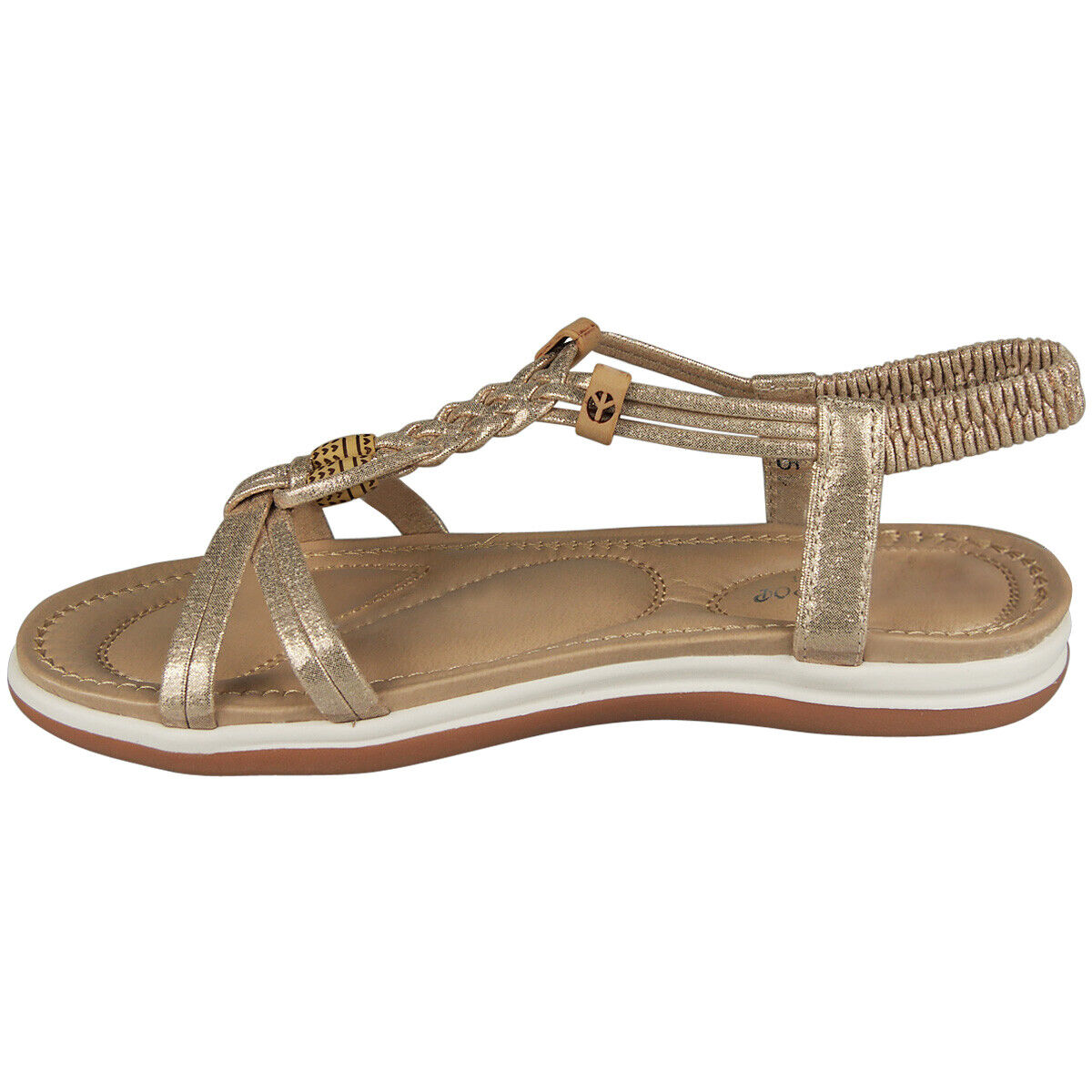 ZOLIE Gold Strappy Elastic Summer Sandals