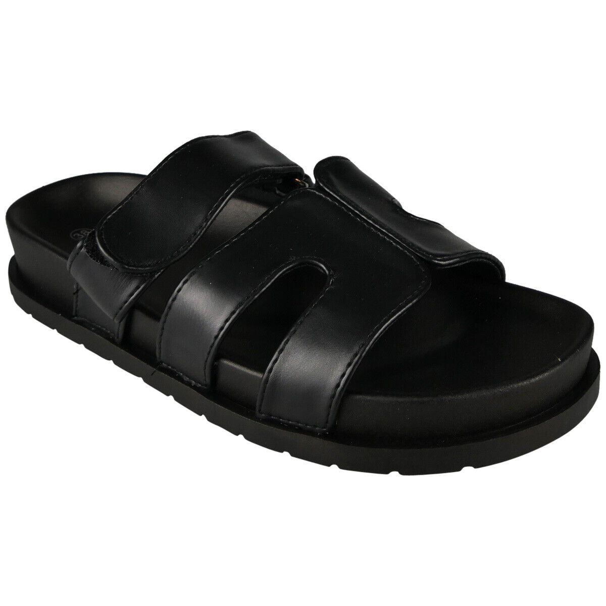 LIONA Black Mules Slip On Summer Beach Grip Sandals